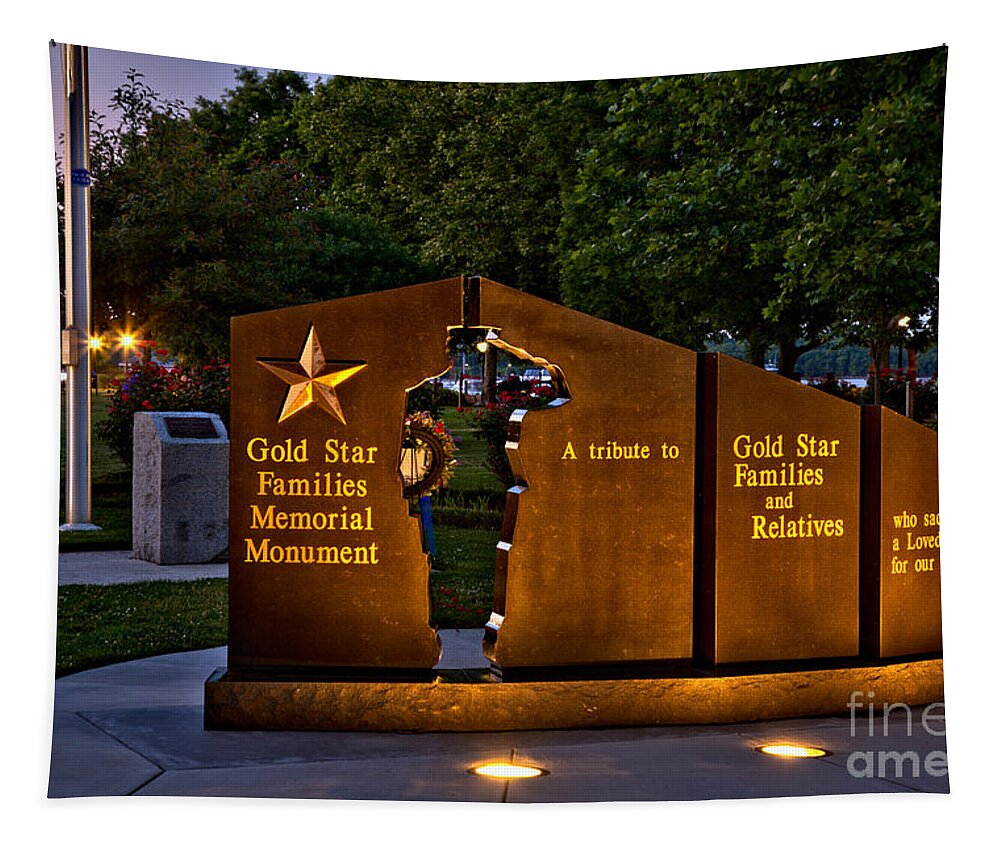Gold Tapestry featuring the photograph Havre De Grace Gold Star Families Memorial Monument by Adam Jewell
