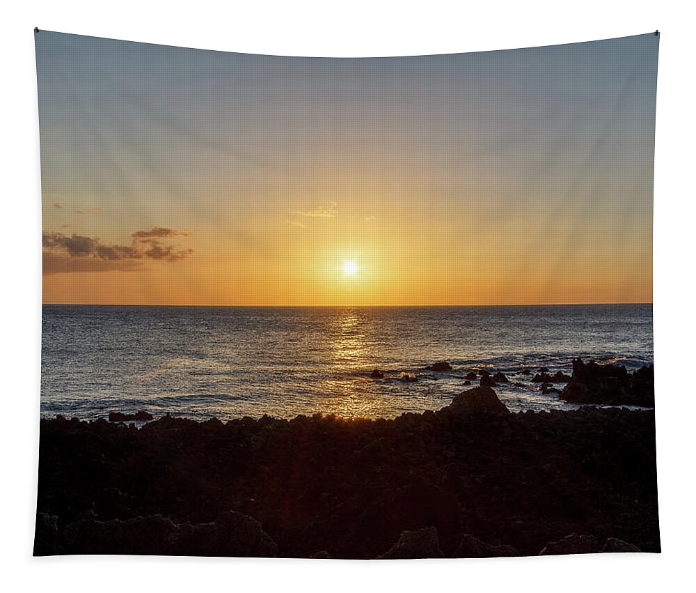 Sunset Tapestry featuring the photograph Hawaii Sunset by David Beechum