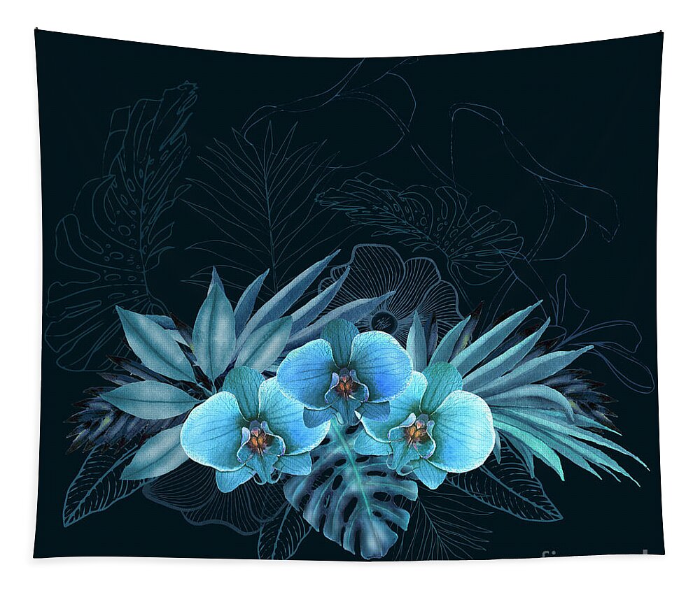Hawaii Tapestry featuring the digital art Hawaiian Midnight by J Marielle