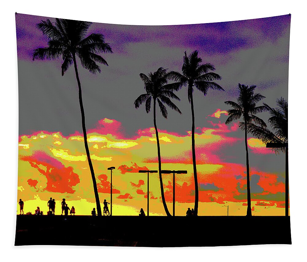 Hawaii Tapestry featuring the digital art Hawaiian Silhouettes Enhanced by David Desautel