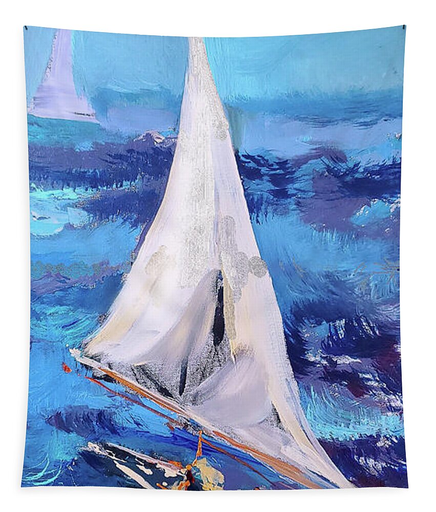 Nautical Tapestry featuring the painting Haze right by Linette Childs