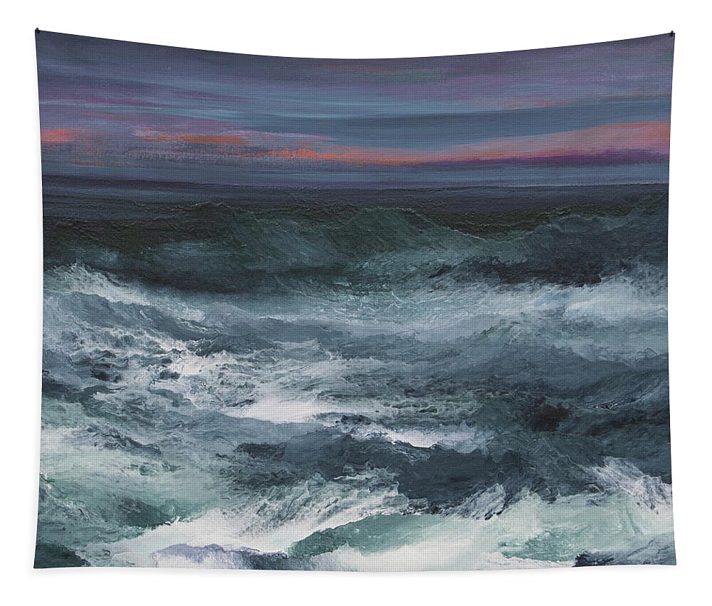 Water Tapestry featuring the painting He Stilled the Storm by Linda Bailey