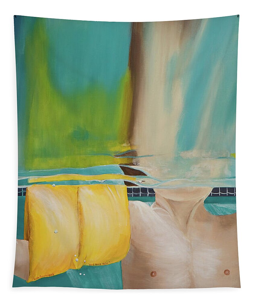 Waterwings Tapestry featuring the painting Head Above Water by Linda Queally