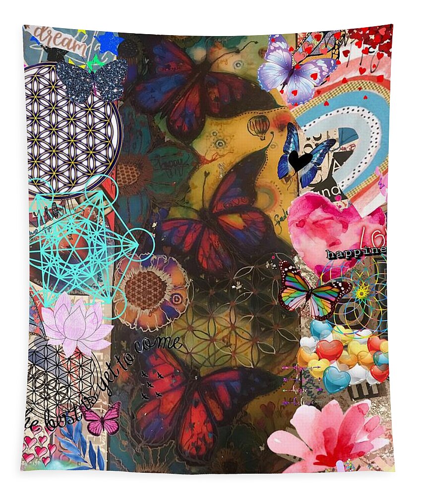 Serenity Tapestry featuring the mixed media Healing Visionboard by Christine Paris