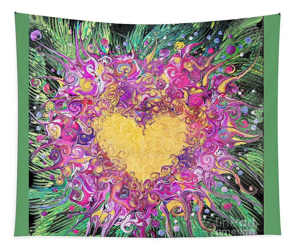 Flowers Spiral Foliage Expressionist Art Tapestry featuring the painting Heart Garland 7263 by Priscilla Batzell Expressionist Art Studio Gallery