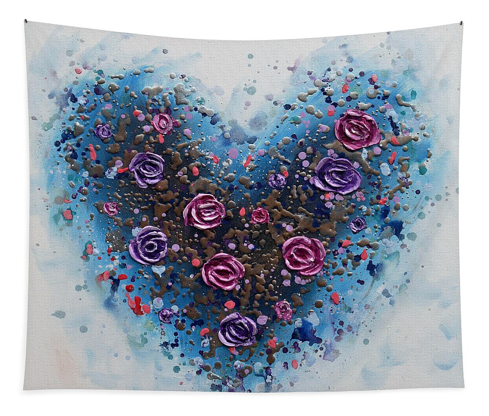 Heart Tapestry featuring the painting Heart of Roses by Amanda Dagg
