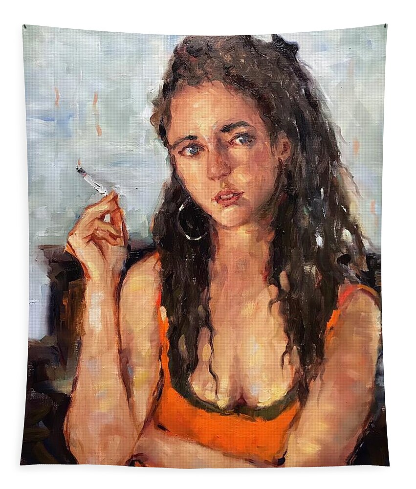 Portrait Tapestry featuring the painting Heartbreaker by Ashlee Trcka