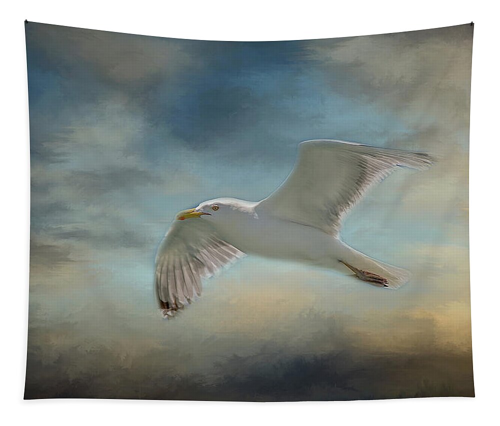 Seagull Tapestry featuring the photograph Heavenly Flight by Cathy Kovarik