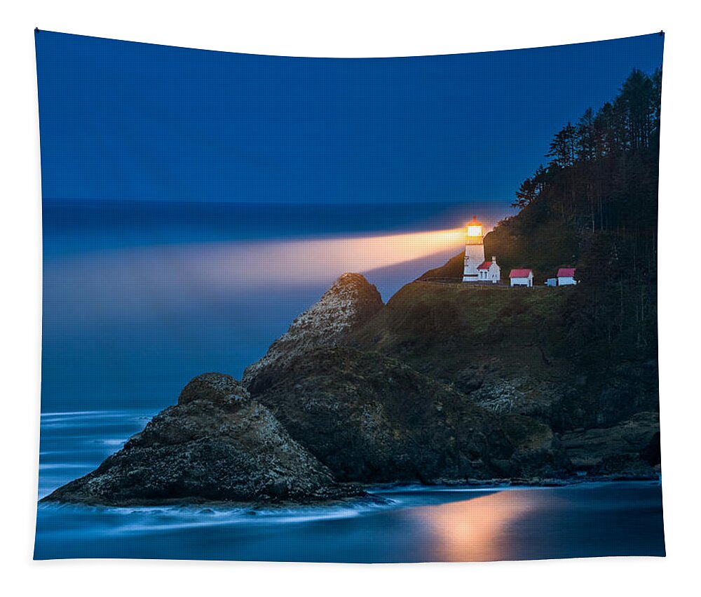 Heceta Head Lighthouse Tapestry featuring the photograph Heceta Head Lighthouse by Peter Boehringer