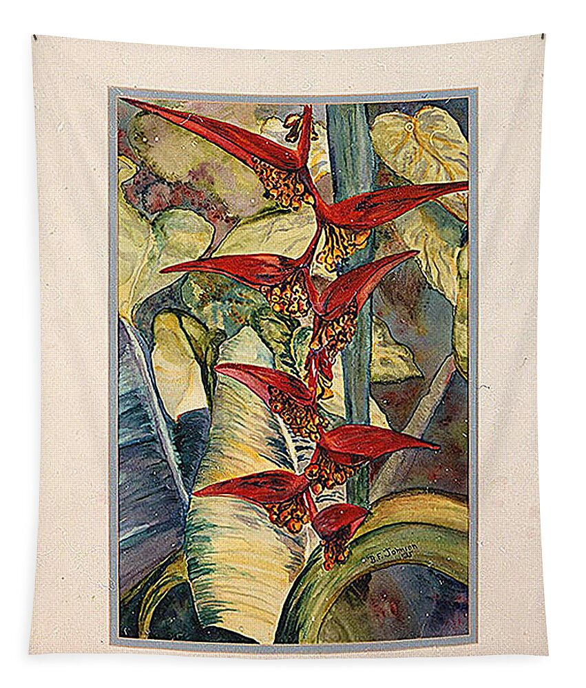 Heliconia Tapestry featuring the painting Heliconia by Barbara F Johnson