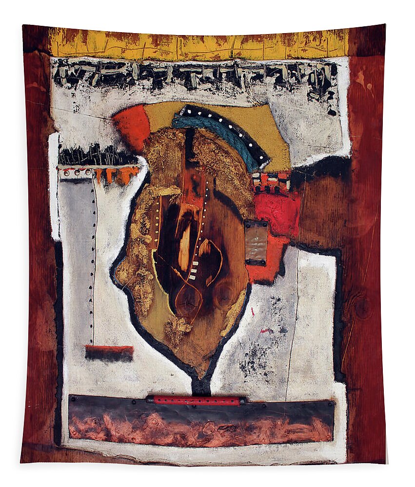 African Art Tapestry featuring the painting Here I Am Now by Michael Nene