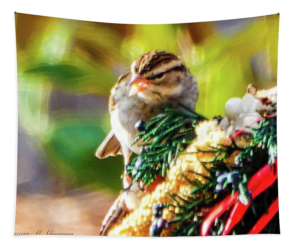 Birds Tapestry featuring the photograph Hey Guys Dessert Wreath by Shawn M Greener