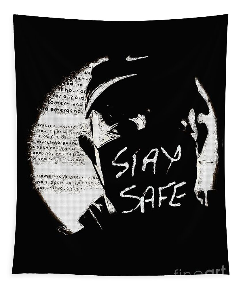 Stay Safe Tapestry featuring the digital art Hi, its me not BANKSY 007 by Douglas Brown