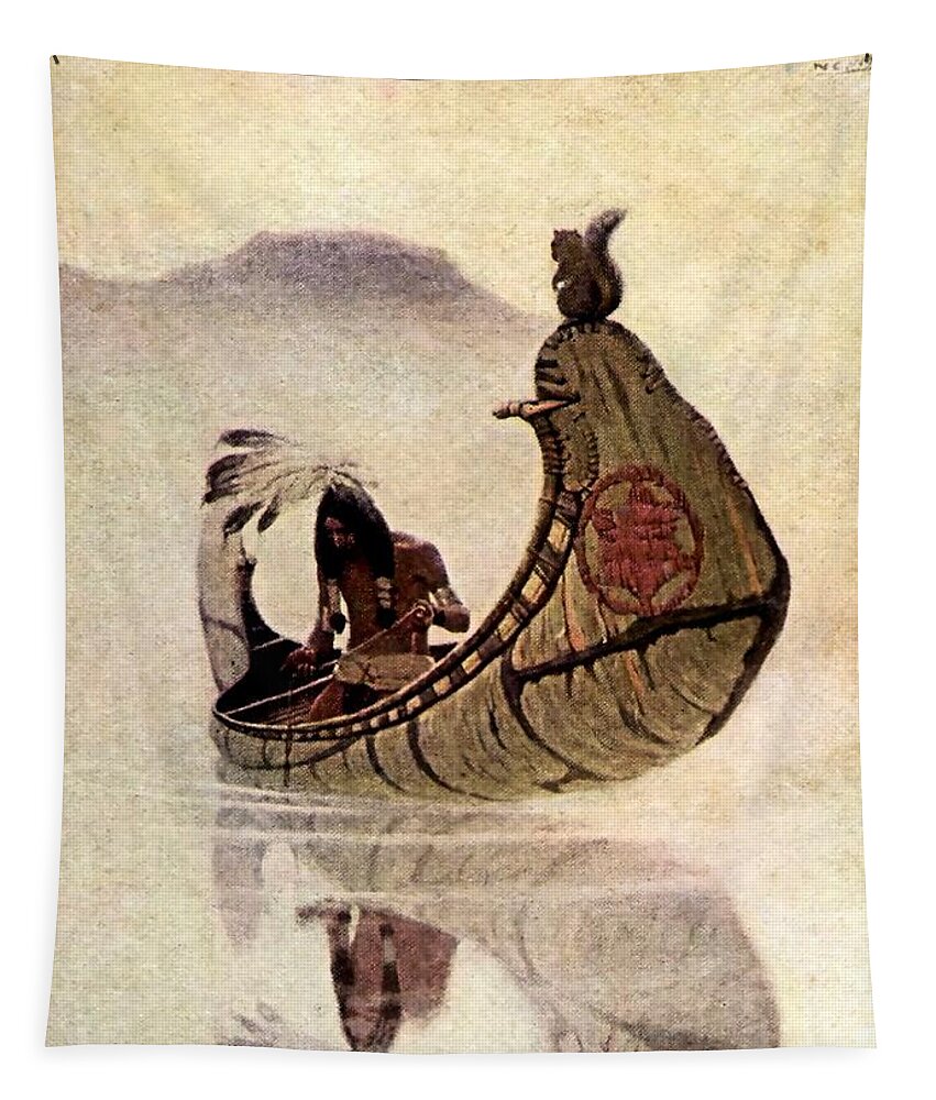 “n C Wyeth” Tapestry featuring the digital art Hiawatha by Patricia Keith