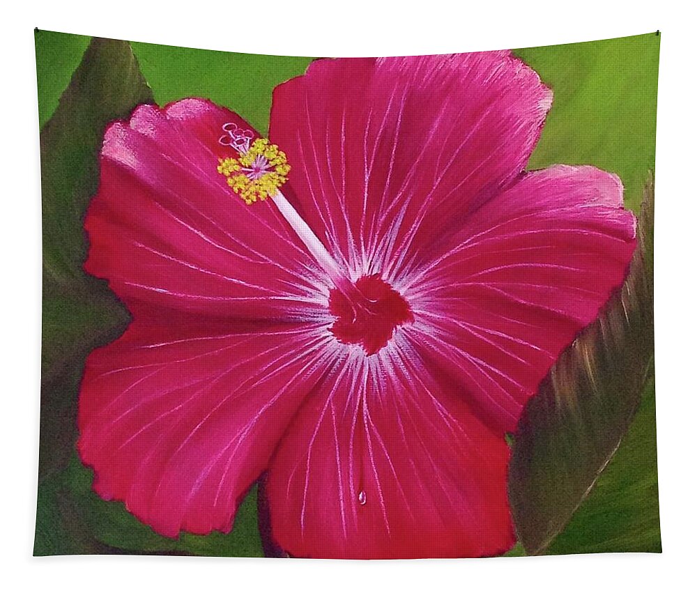Flowers Tapestry featuring the painting Hibiscus by Marlene Little