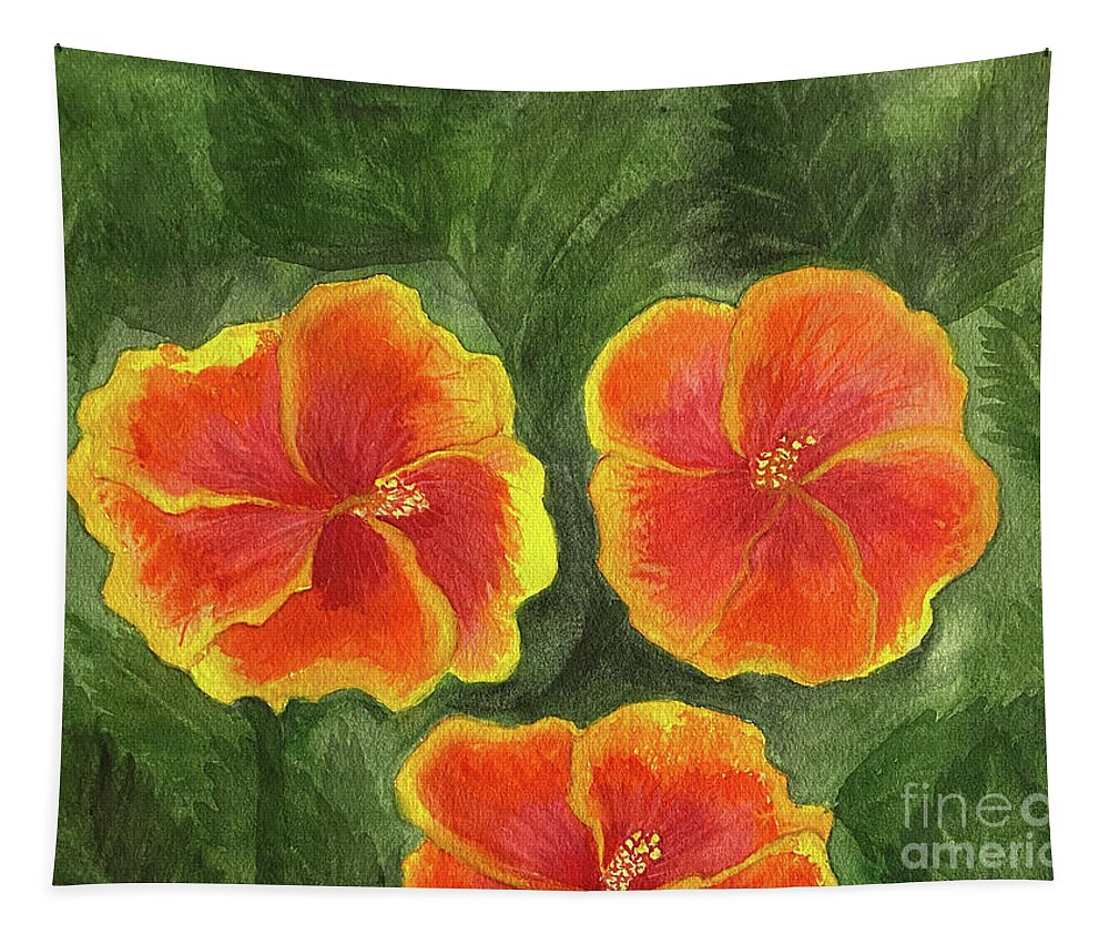 Hibiscus Tapestry featuring the painting Hibiscus Three by Lisa Neuman