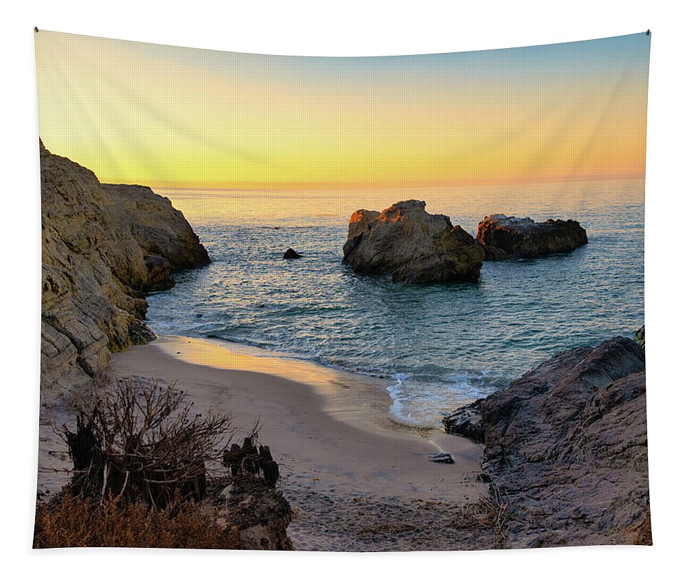 Beach Tapestry featuring the photograph Hidden Cove at Sunrise by Matthew DeGrushe