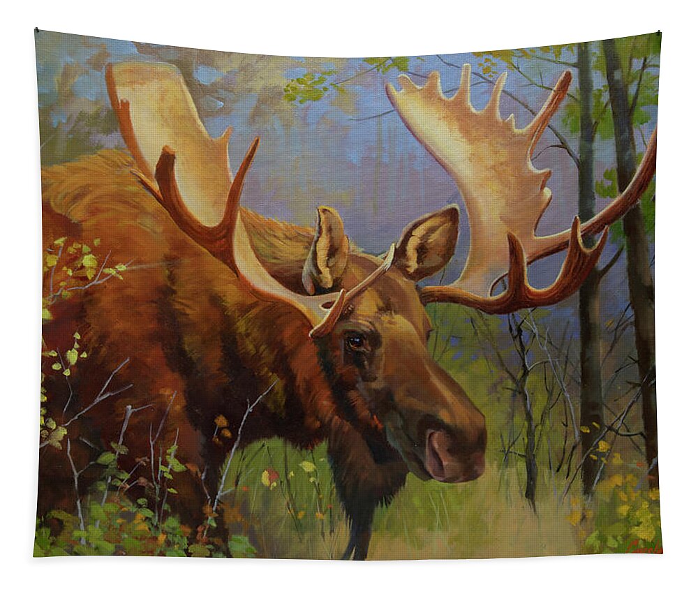 Nature Tapestry featuring the painting High Country Sentinel by Carolyne Hawley