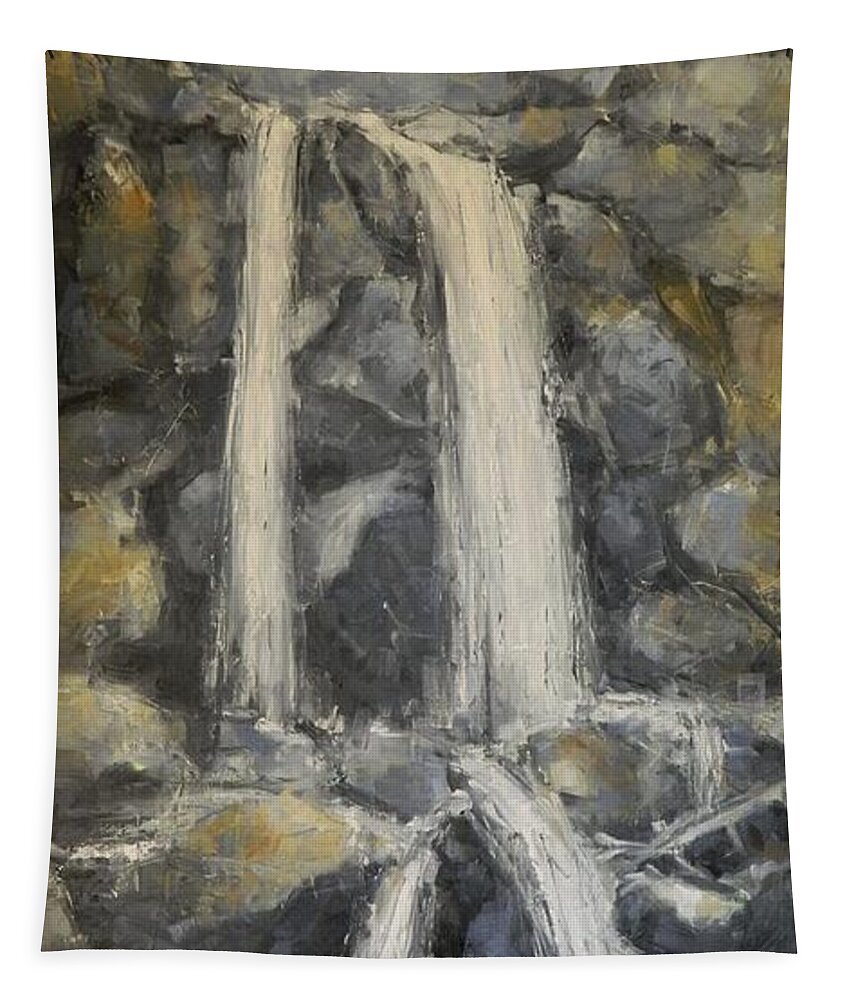 Waterfall Tapestry featuring the painting High Shoals Falls by Dan Campbell