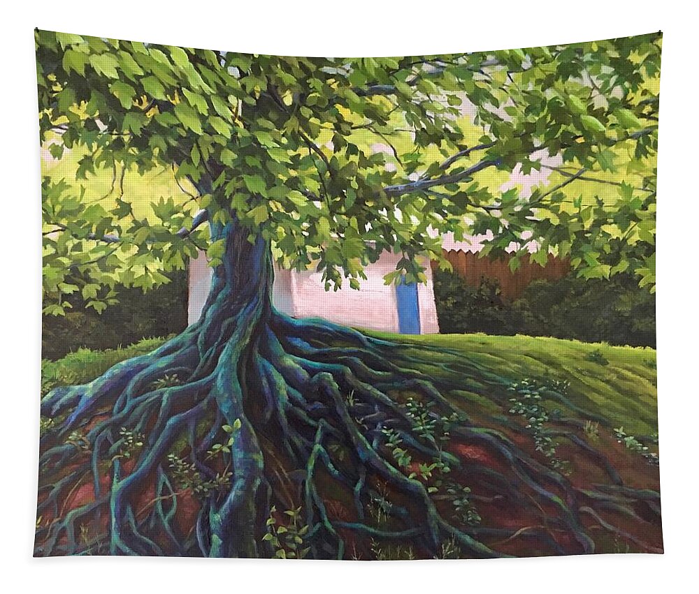 Tree Tapestry featuring the painting Hillcrest by Don Morgan