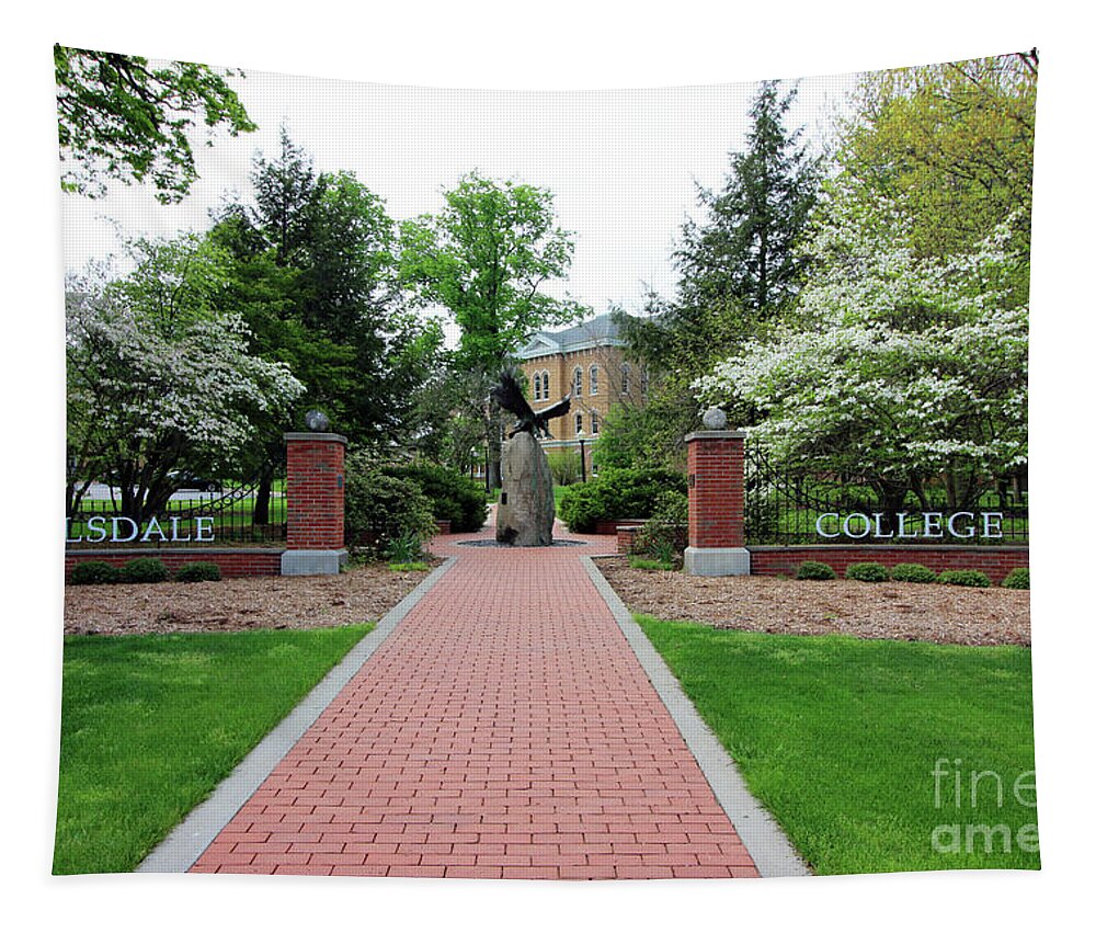  Eagle Tapestry featuring the photograph Hillsdale College Sign  6476 by Jack Schultz