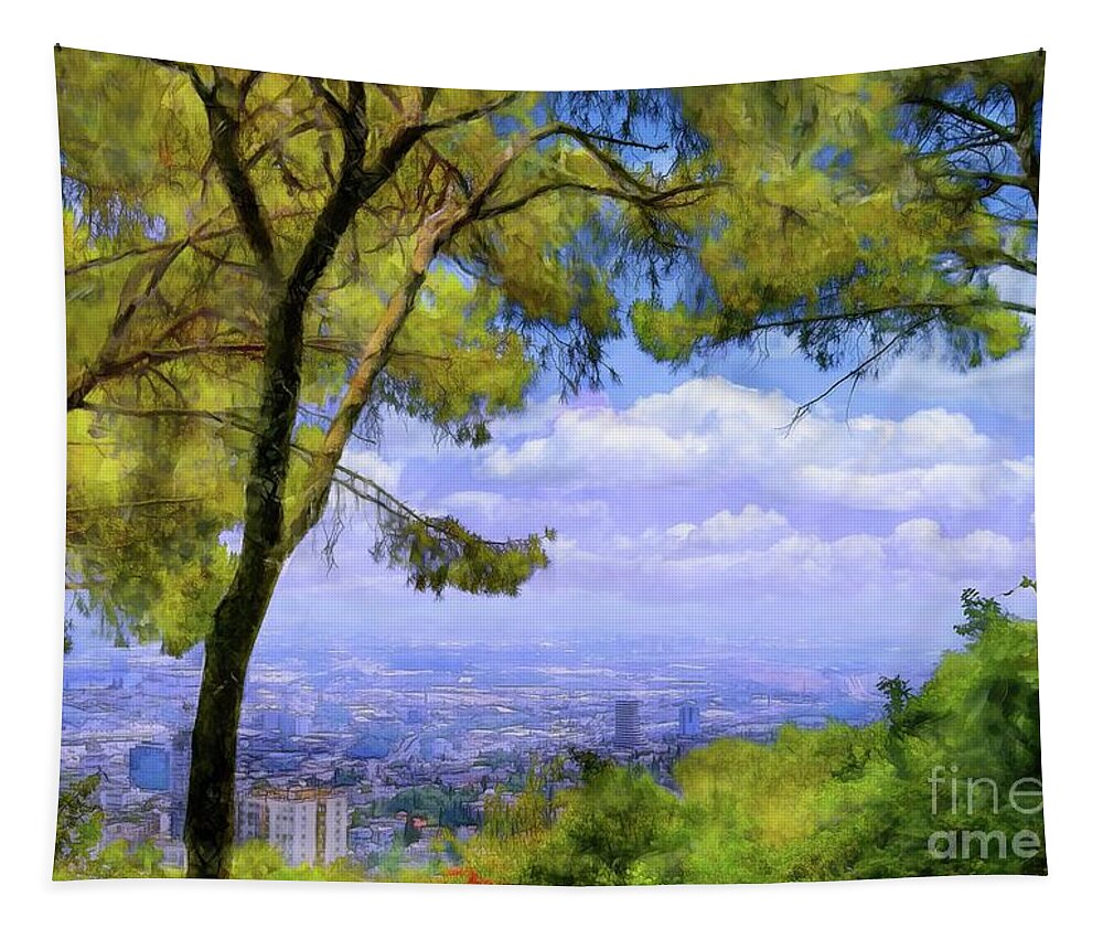 Israel Tapestry featuring the photograph Hilltop in Israel Overlooking Haifa by Judi Bagwell
