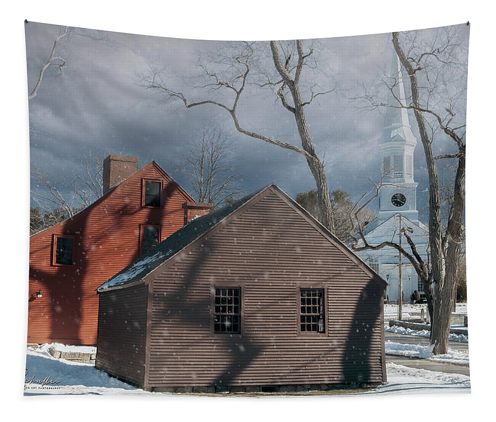 York Tapestry featuring the photograph Historic York Maine Village - Old Corner Schoolhouse by Photos By Thom