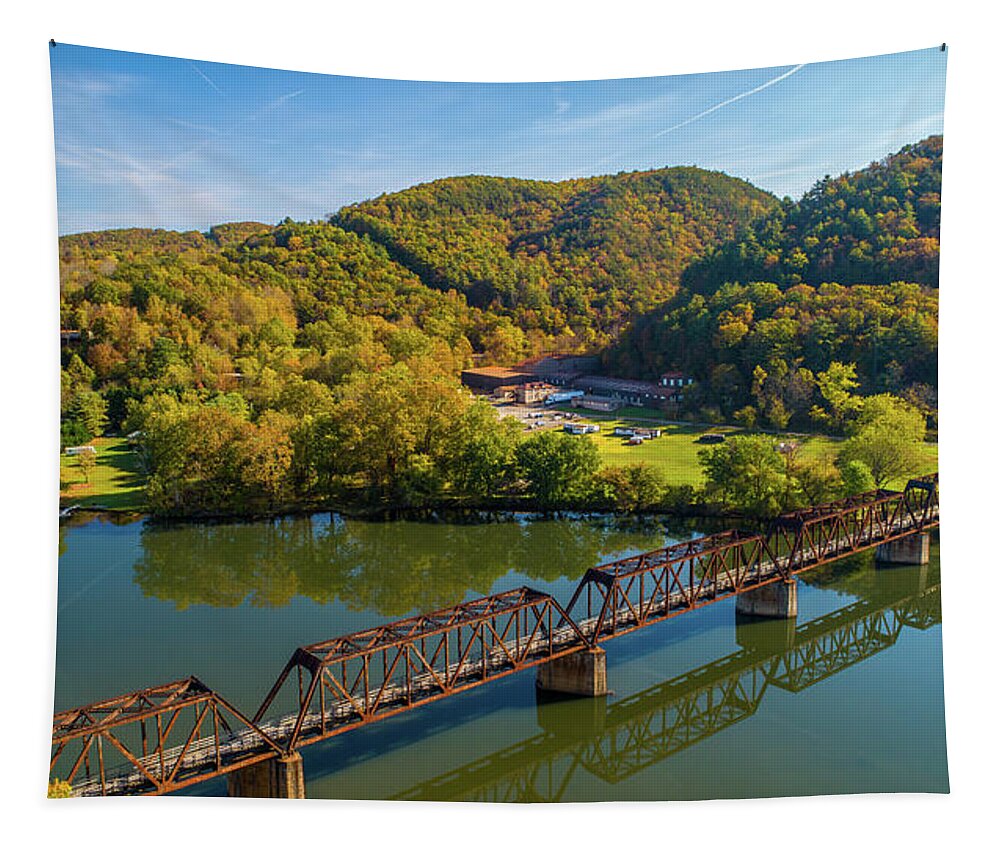 Virginia Tapestry featuring the photograph Hiwassee Trestle 8 by Star City SkyCams