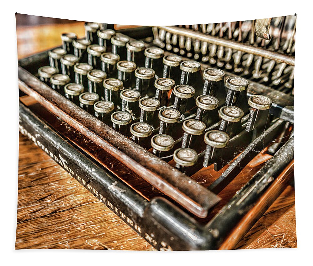 Remington 2 Typewriter Tapestry featuring the photograph HJKL Antique Typewriter by Sharon Popek