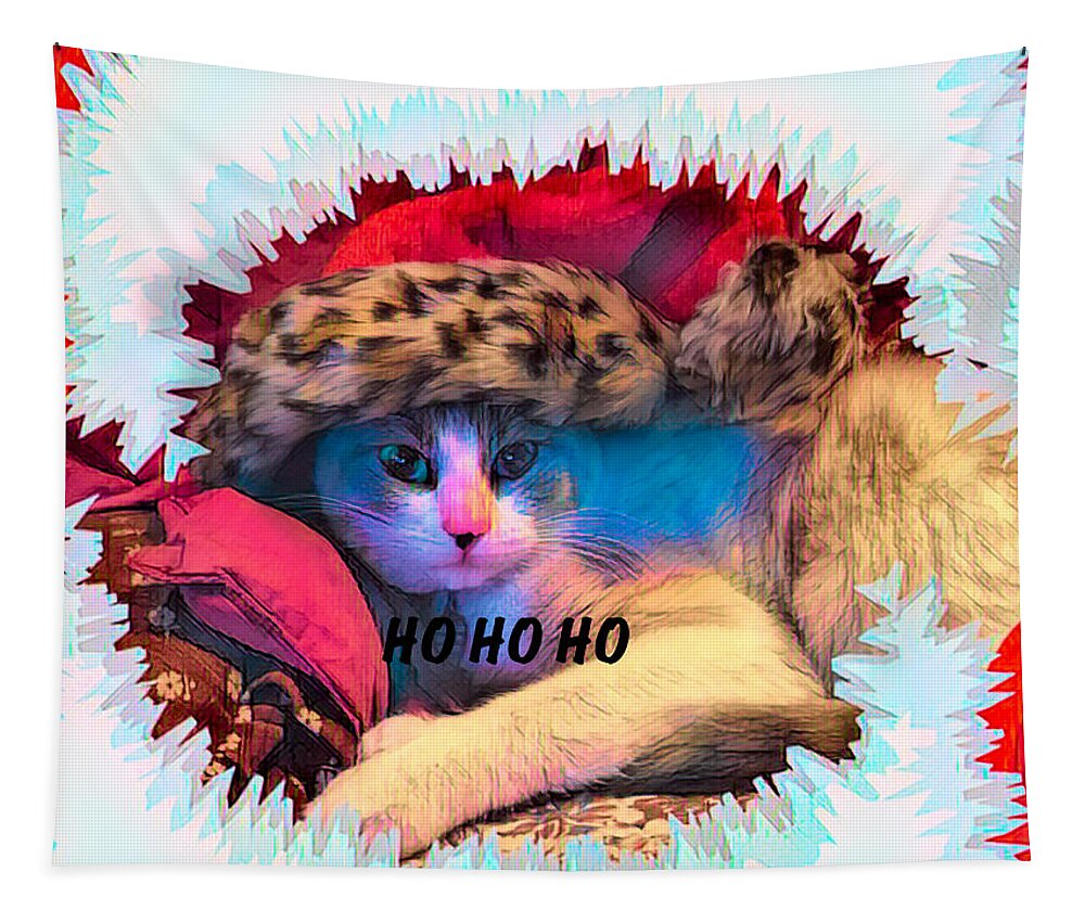 Holiday Tapestry featuring the photograph Hohoho Holiday Kitty by Patricia Dennis