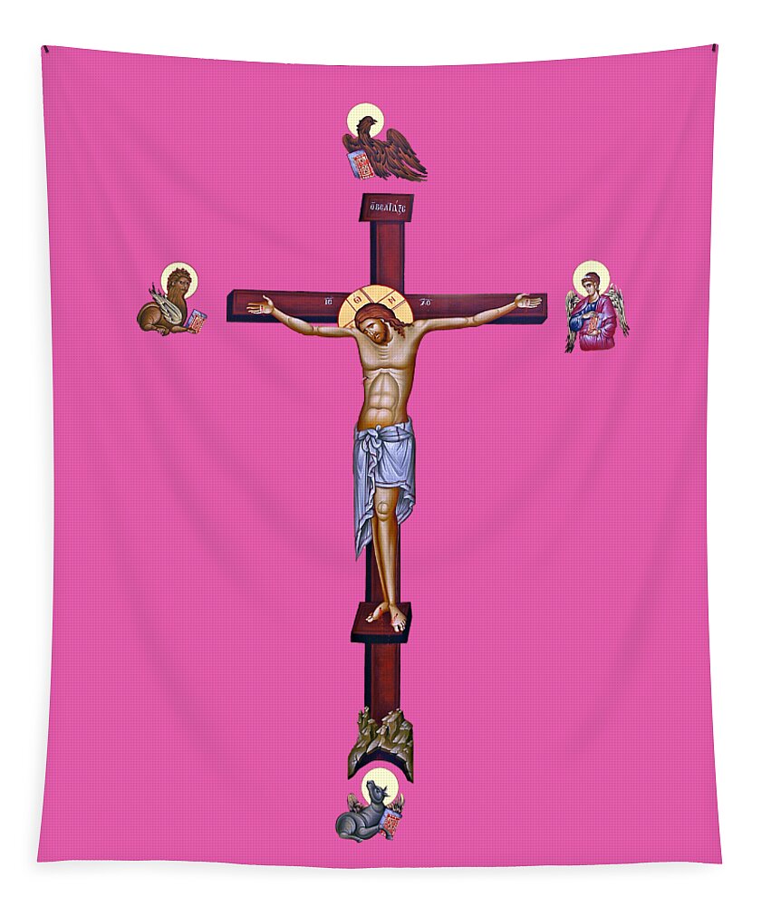 Easter Tapestry featuring the photograph Holy Crucifixion in Pink by Munir Alawi
