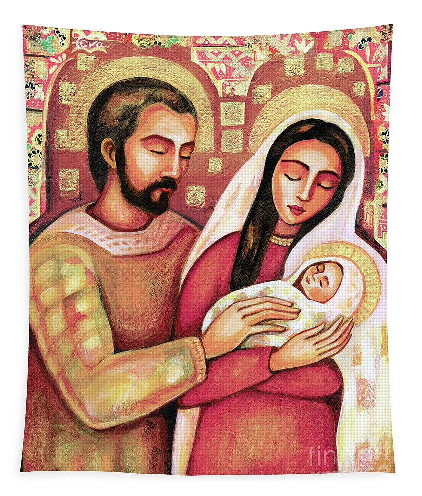 Holy Family Tapestry featuring the painting Holy Family by Eva Campbell