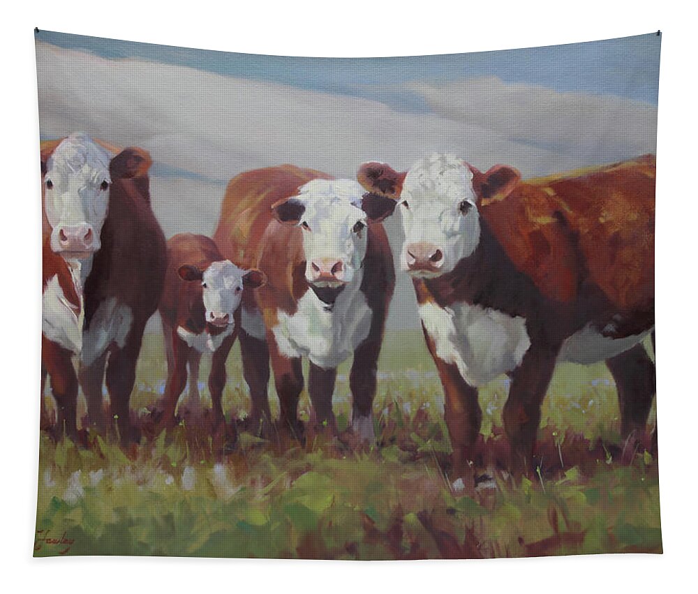 Farm Animals Tapestry featuring the painting Home on the Range by Carolyne Hawley