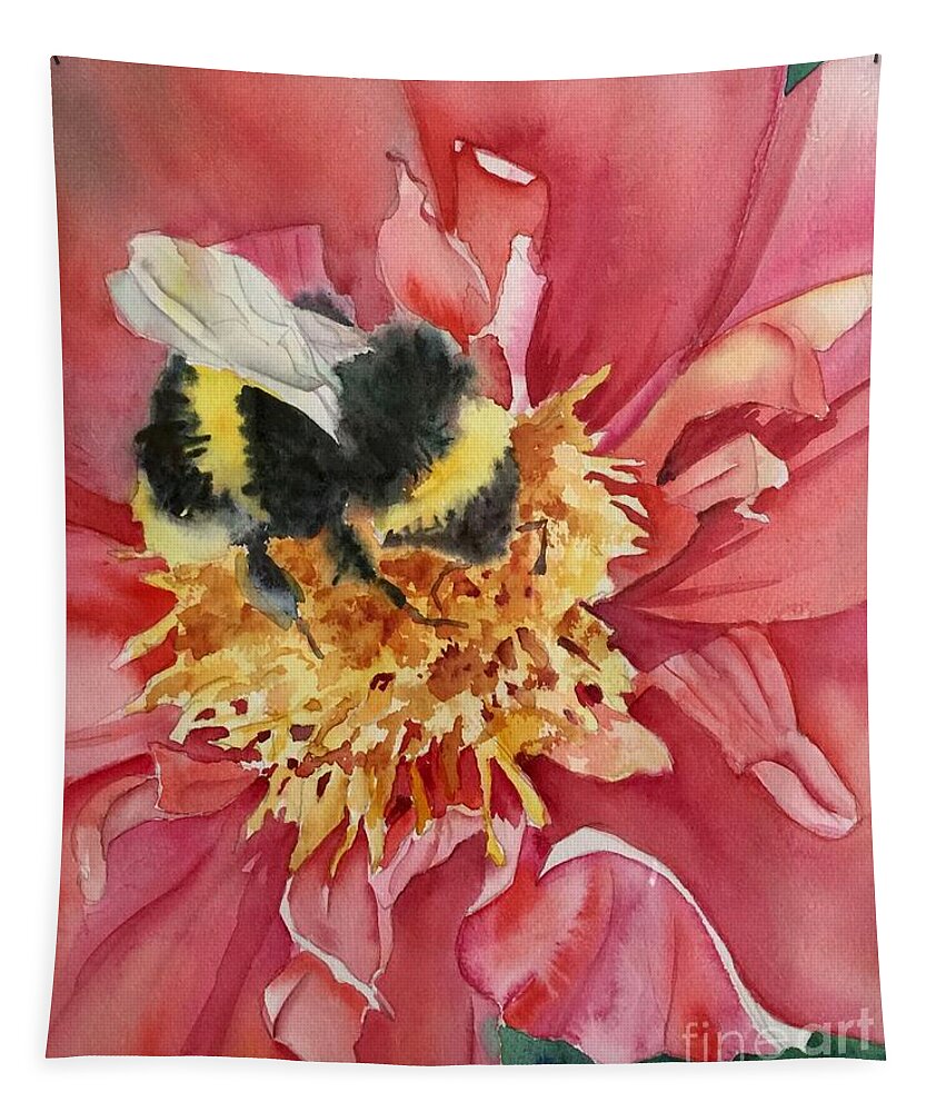 Bee Tapestry featuring the painting Honey Bee by Liana Yarckin