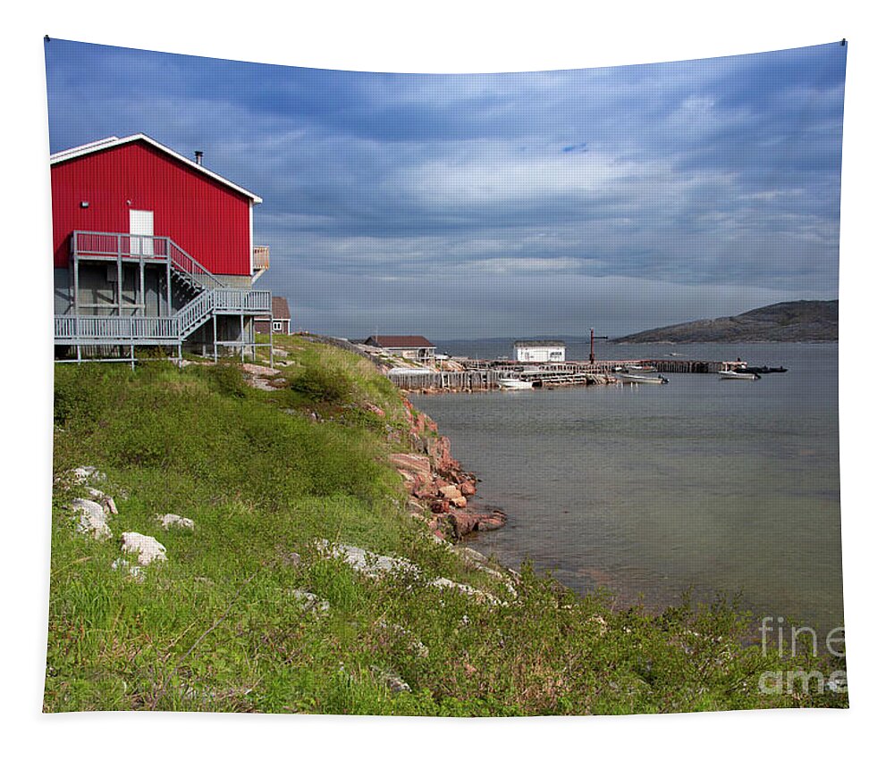 Newfoundland And Labrador Tapestry featuring the photograph Hopedale Community Hall in Labrador Canada by Makiko Ishihara
