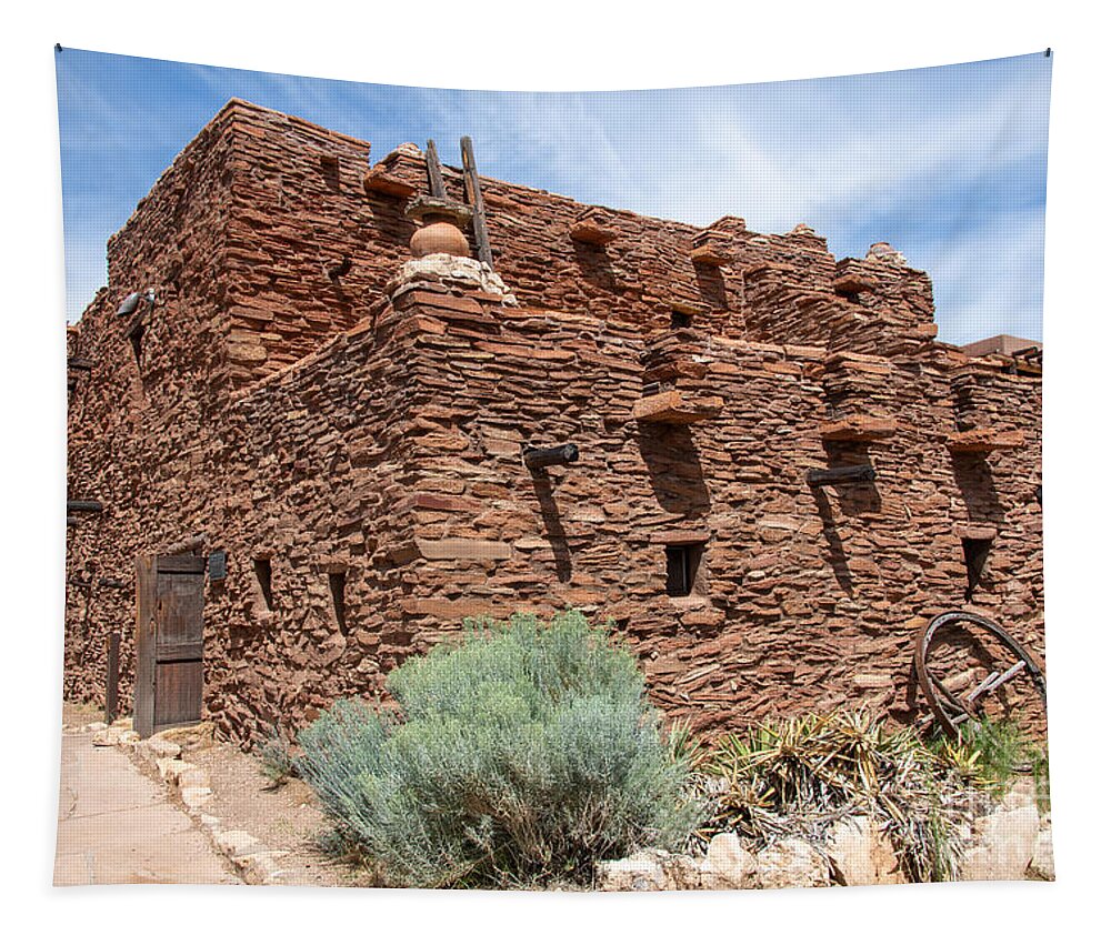 Hopi House At Grand Canyon Tapestry featuring the digital art Hopi House at Grand Canyon by Tammy Keyes