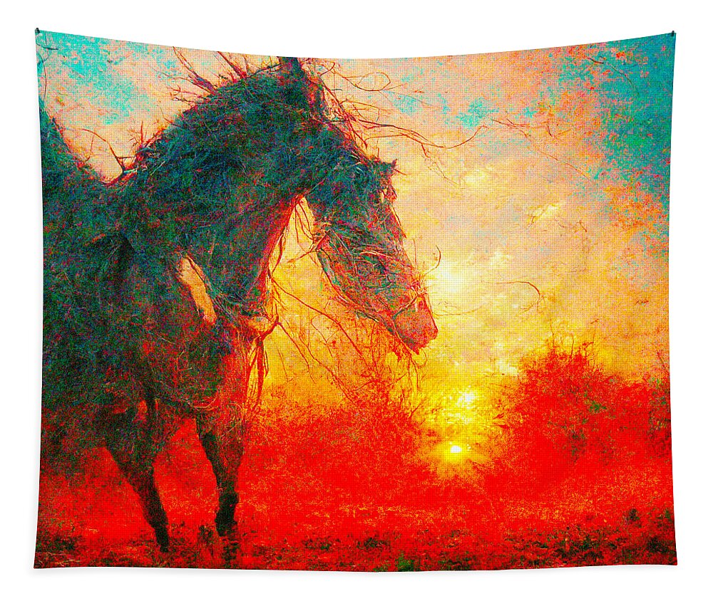 Horse Tapestry featuring the digital art Horses #4 by Craig Boehman