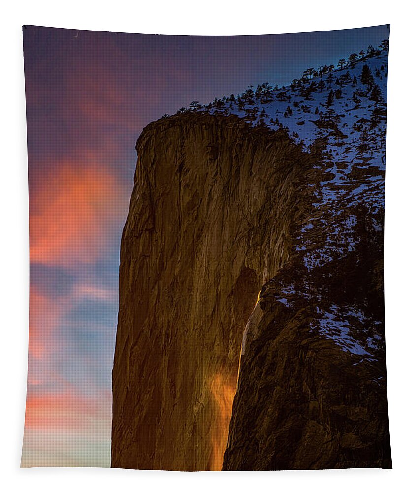 Horsetail Falls Tapestry featuring the photograph Horsetail Falls with Colorful Sky by Amazing Action Photo Video