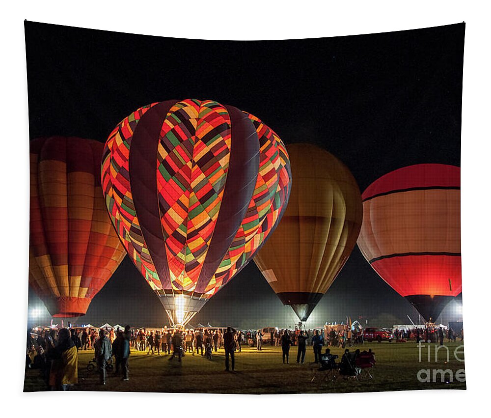 Hot-air Tapestry featuring the photograph Hot Air Balloons Night Festival by Kirt Tisdale