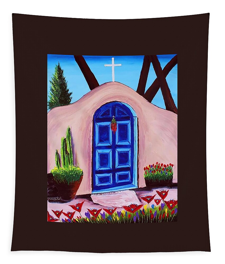  Tapestry featuring the painting House Of New Mexico #2 by James Dunbar