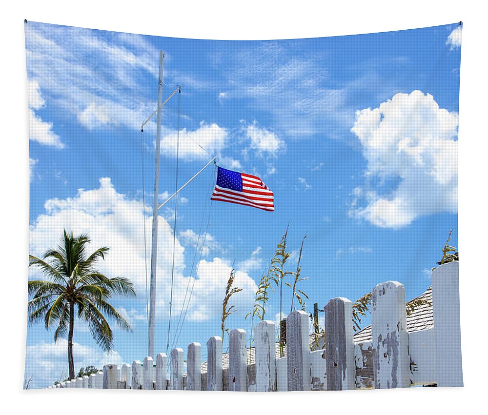 Flag Tapestry featuring the photograph House of Refuge American Flag by Blair Damson