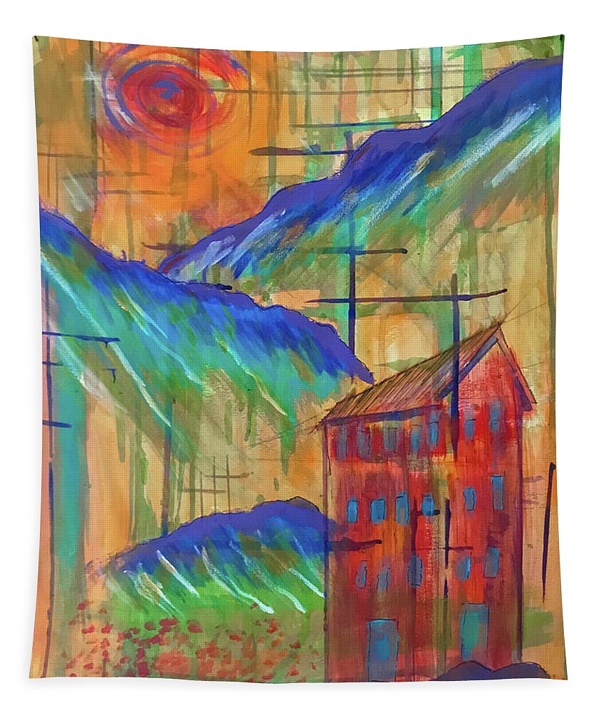 House Tapestry featuring the mixed media House of Zen 1 by Jason Nicholas