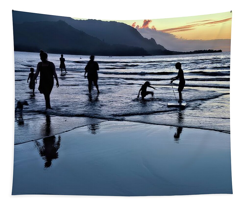 Water Play Tapestry featuring the photograph How We Play Hanalei Bay by Heidi Fickinger