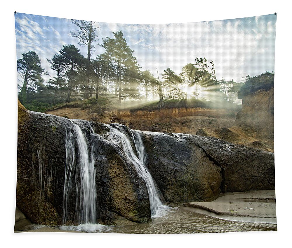Hug Point Tapestry featuring the photograph Hug Point Oregon by Wesley Aston