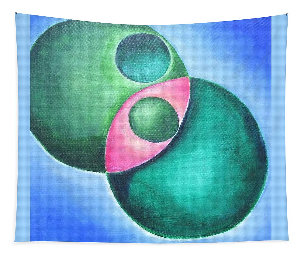 Circles Tapestry featuring the painting Hugging... when feeling yucky by Jennifer Hannigan-Green