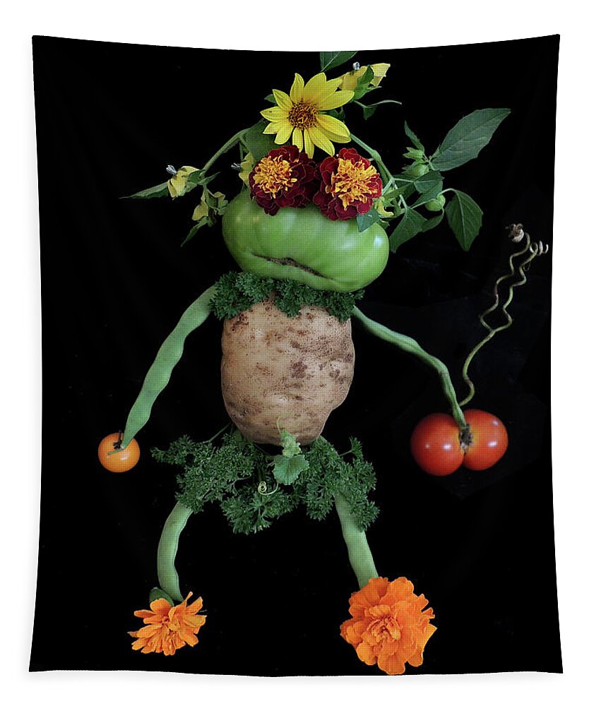 Vegetables Tapestry featuring the photograph Hula Hula Harvest Frog Vegetable Art by Nancy Griswold