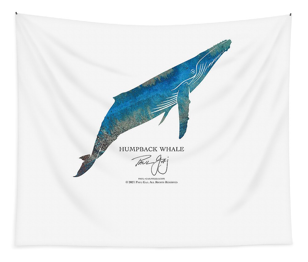  Tapestry featuring the mixed media Humback Whale by Paul Gaj