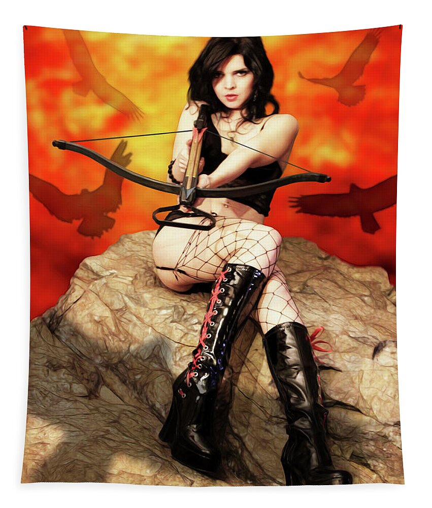 Cosplay Tapestry featuring the photograph Huntress Of Striga Mountain by Jon Volden