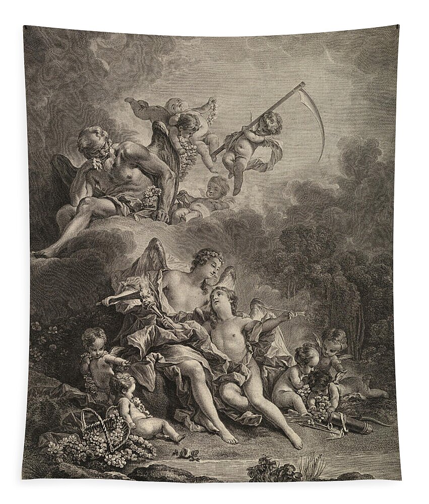 Jacques Firmin Beauvarlet Tapestry featuring the drawing Hymen and Cupid by Jacques Firmin Beauvarlet