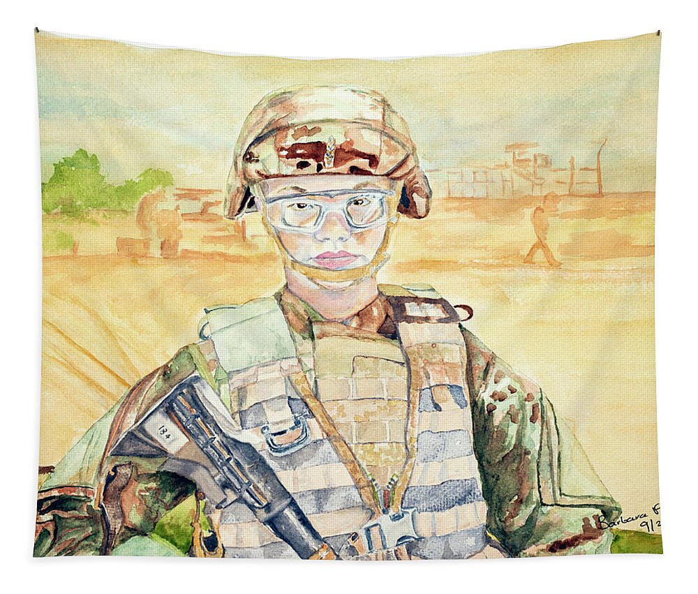 Soldier Tapestry featuring the painting I Am Who I Am by Barbara F Johnson